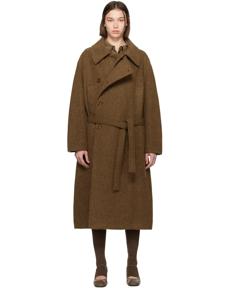 Christophe Lemaire Brown Asymmetrical Bathrobe Coat Br475