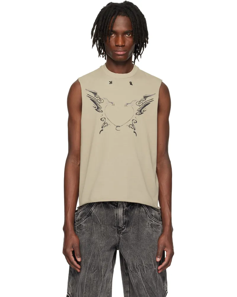 KUSIKOHC Gray Heart Tank Top White