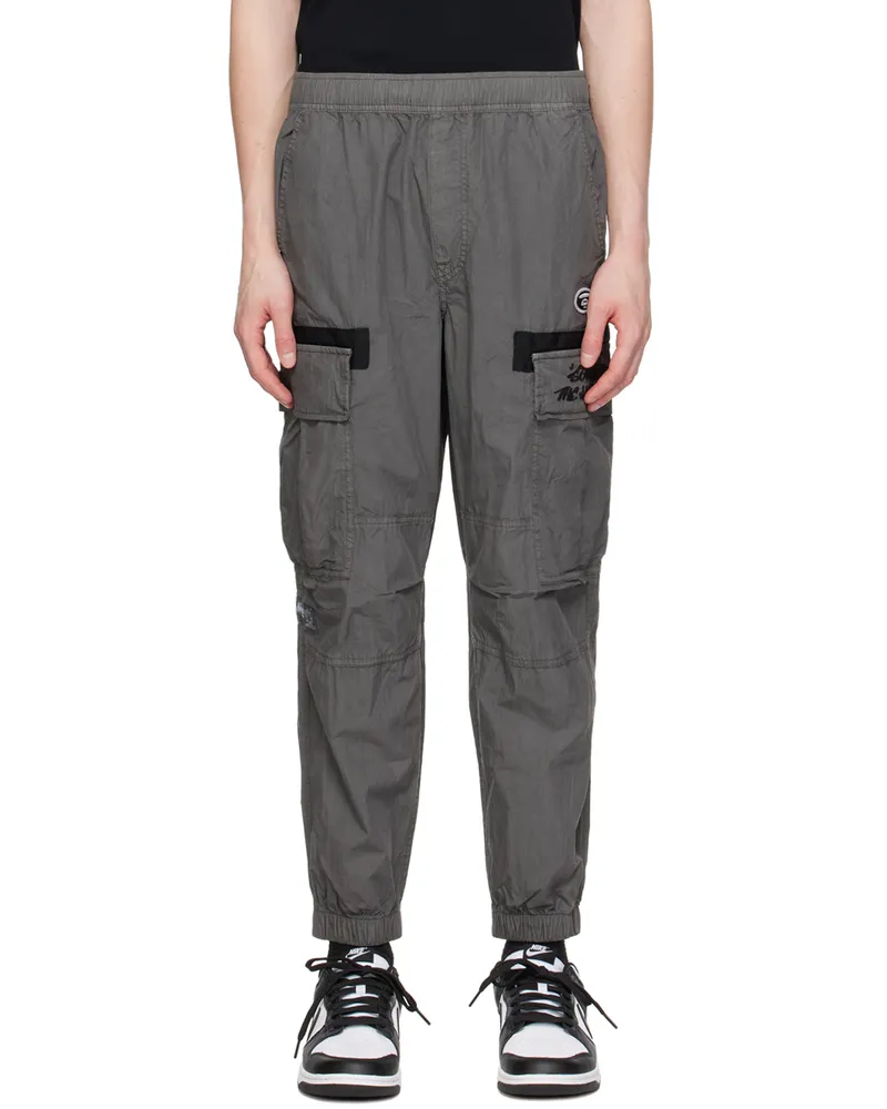 AAPE by A Bathing Ape Gray Embroidered Cargo Pants Bkx