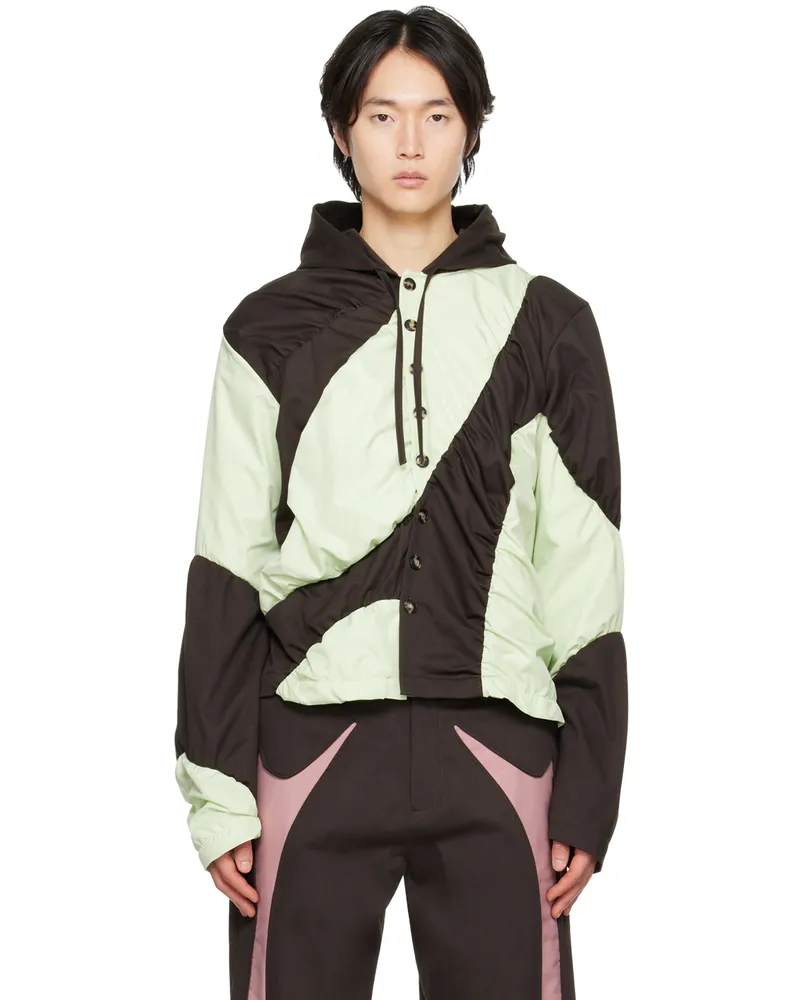 Strongthe Black & Green Ruching Hoodie Black