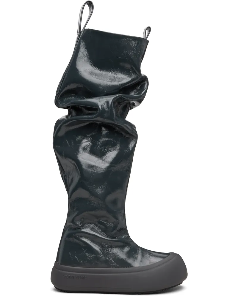 YUME YUME Gray Fisherman Tall Boots Wrinkled