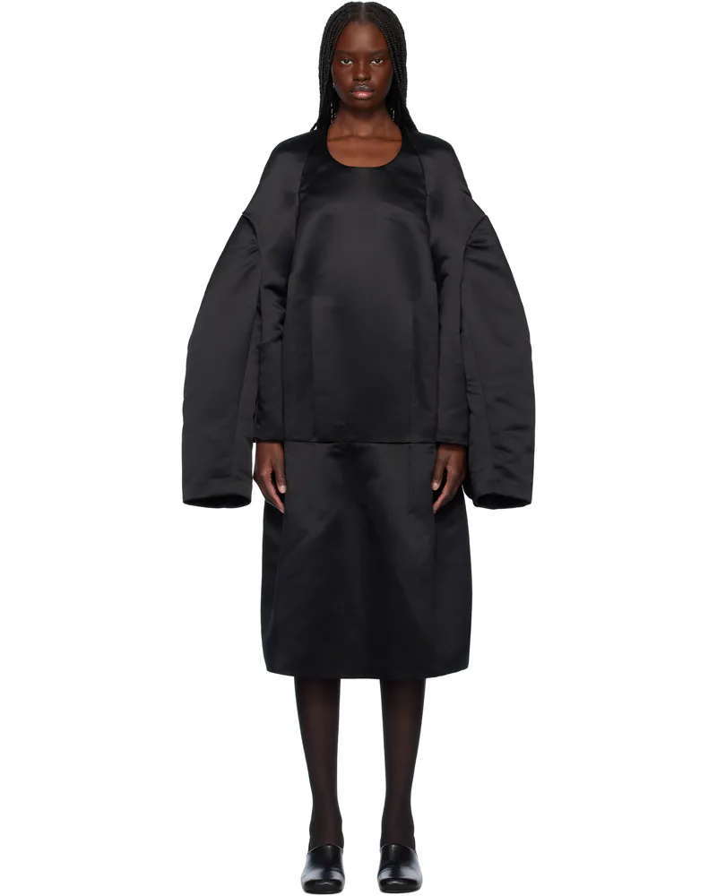 Comme des Garçons Black Satin Thick Midi Dress Black