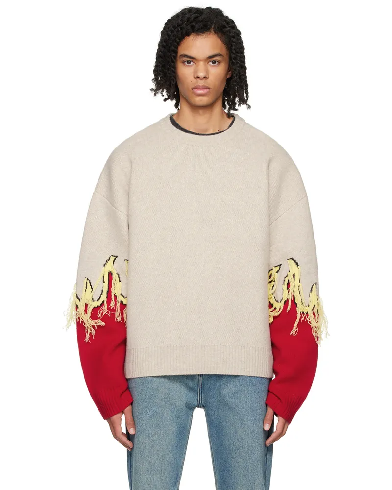 Wynn Hamlyn Red & Gray Flame Sweater Red