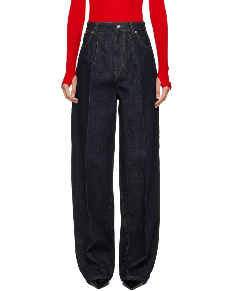 Victoria Beckham Navy High Waisted Cinched Jeans Indigo