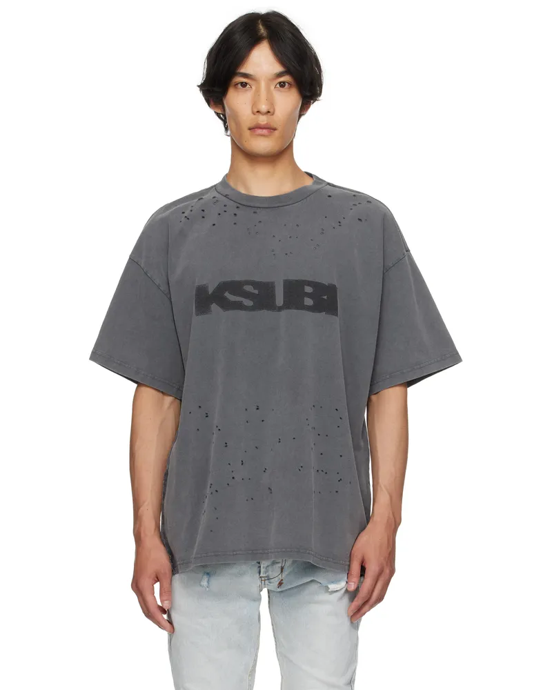 ksubi Gray Blasted Ekcess S/S T-shirt Black001