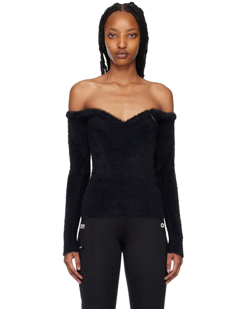 OFF-WHITE Black Off-The-Shoulder Sweater Black