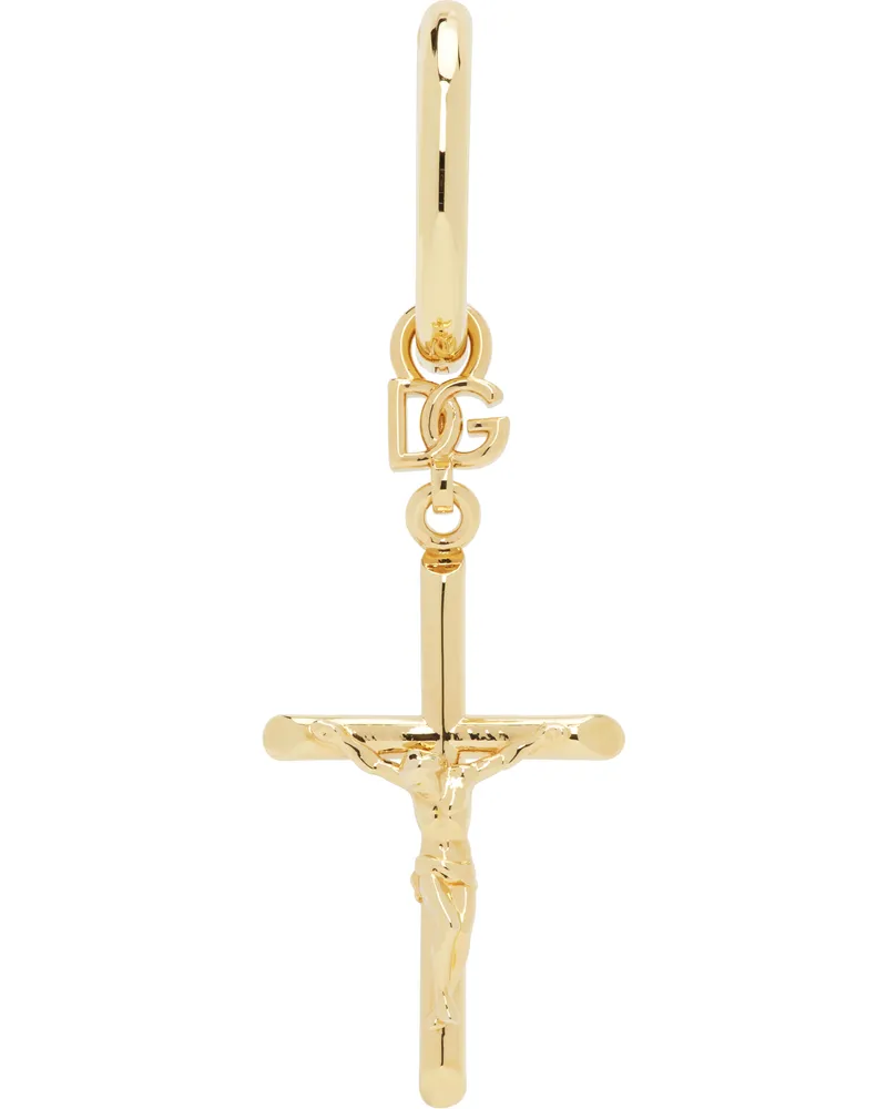 Dolce & Gabbana Gold DNA Cross Single Earring Oro