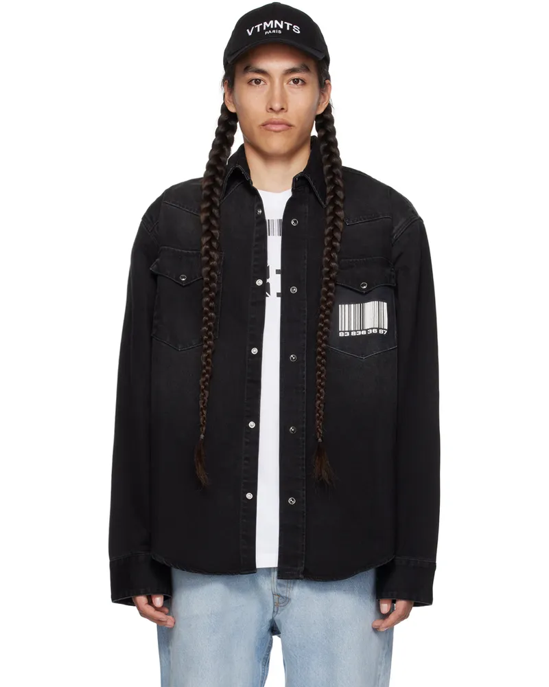 VTMNTS Black Barcode Denim Shirt Black
