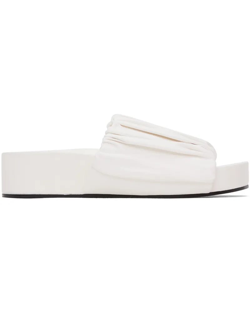Jil Sander White Oversized Ruched Sandals 100