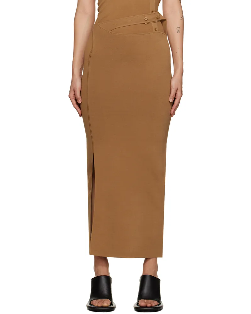 SIR Brown Nadja Button Maxi Skirt Cinnamon