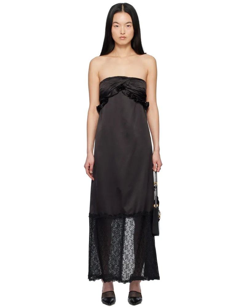 Kika Vargas Black Reed Maxi Dress Black