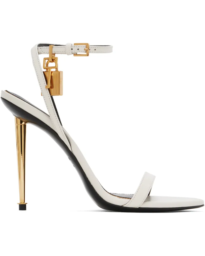 Tom Ford White Padlock Pointy Naked Heeled Sandals 1w003