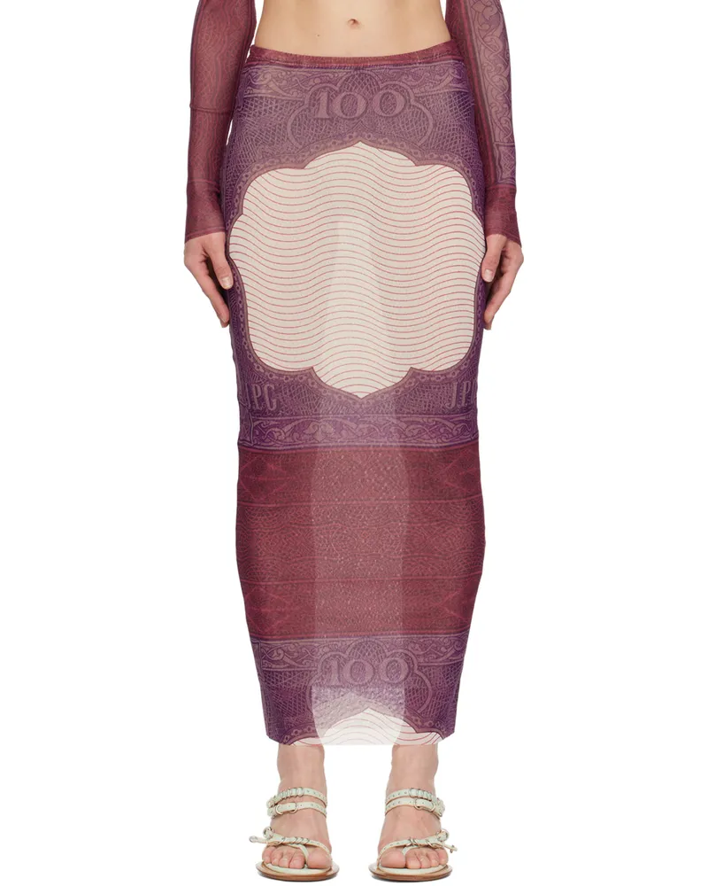 Jean Paul Gaultier Burgundy & Purple 'The Cartouche' Maxi Skirt 300128