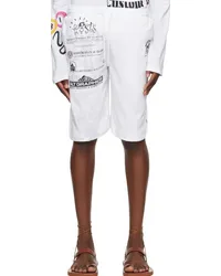 Marine Serre White Regenerated Graphic Shorts Whwhite