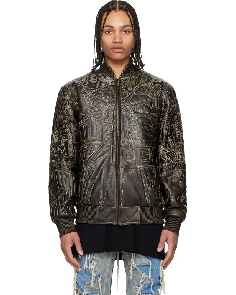 WHO DECIDES WAR Brown Pelle Pelle Edition Monument Leather Jacket Chestnut