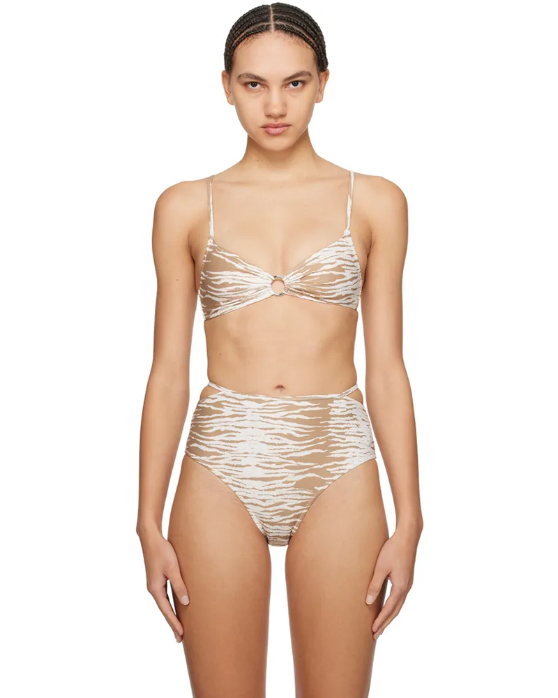 Ganni Beige Printed Bikini Top 177