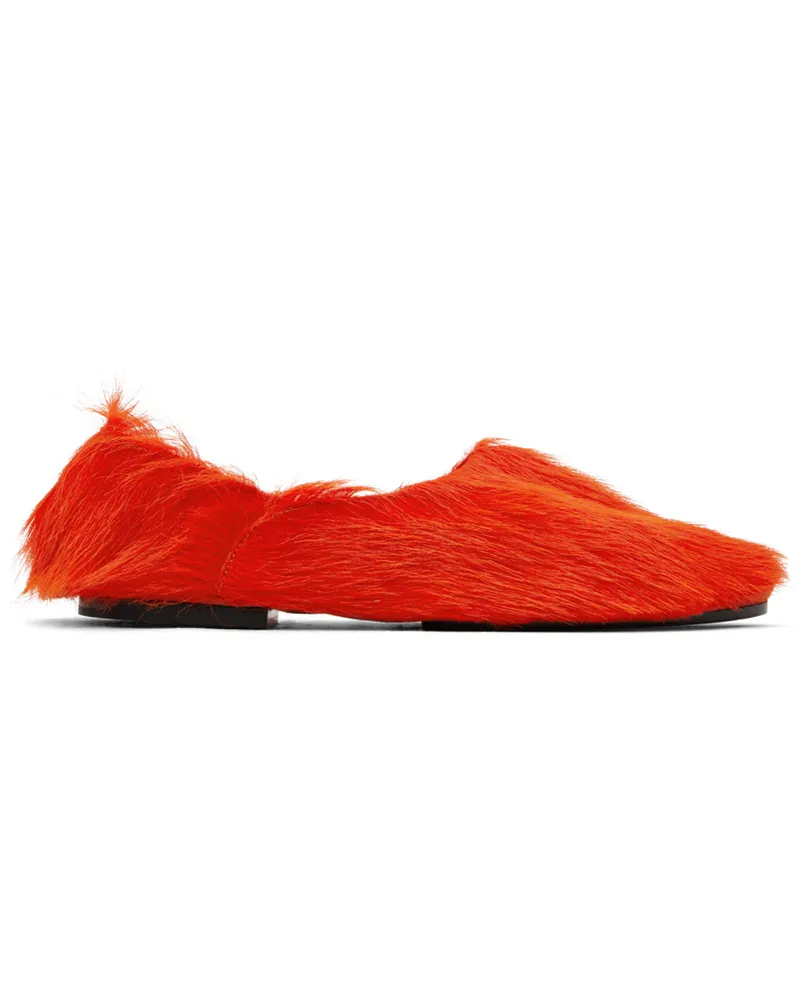 Jil Sander Orange Long Hair Pony Loafers 626