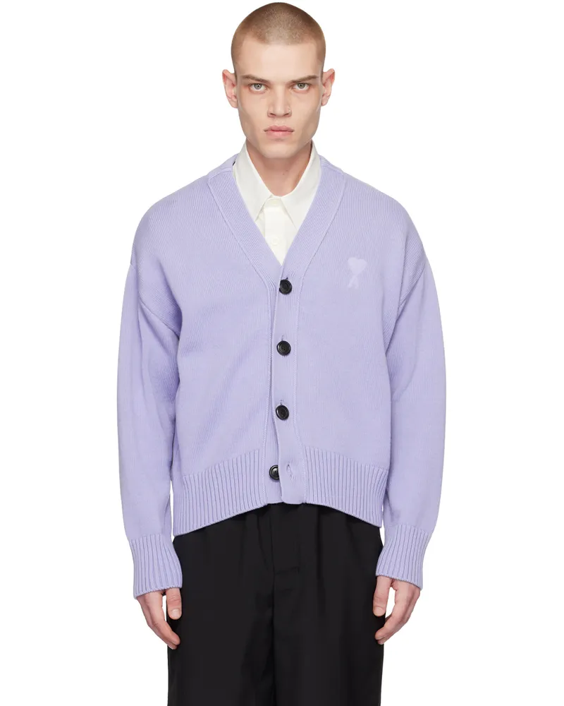AMI Paris SSENSE Exclusive Purple Ami de Cœur Cardigan 507