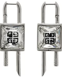 Givenchy Silver Mini Lock Crystal Earrings 040-silvery