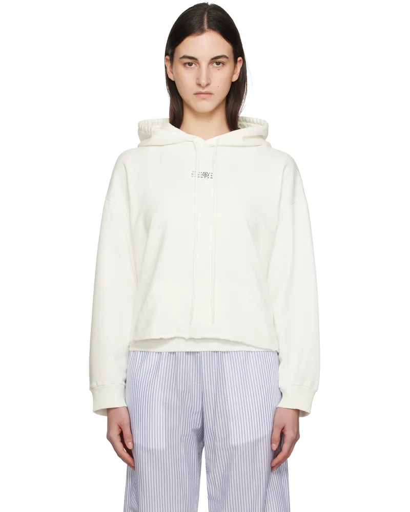 Maison Margiela White Raw Hem Logo Hoodie 101