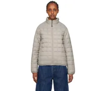 Gray & Beige Quilted Reversible Down Jacket