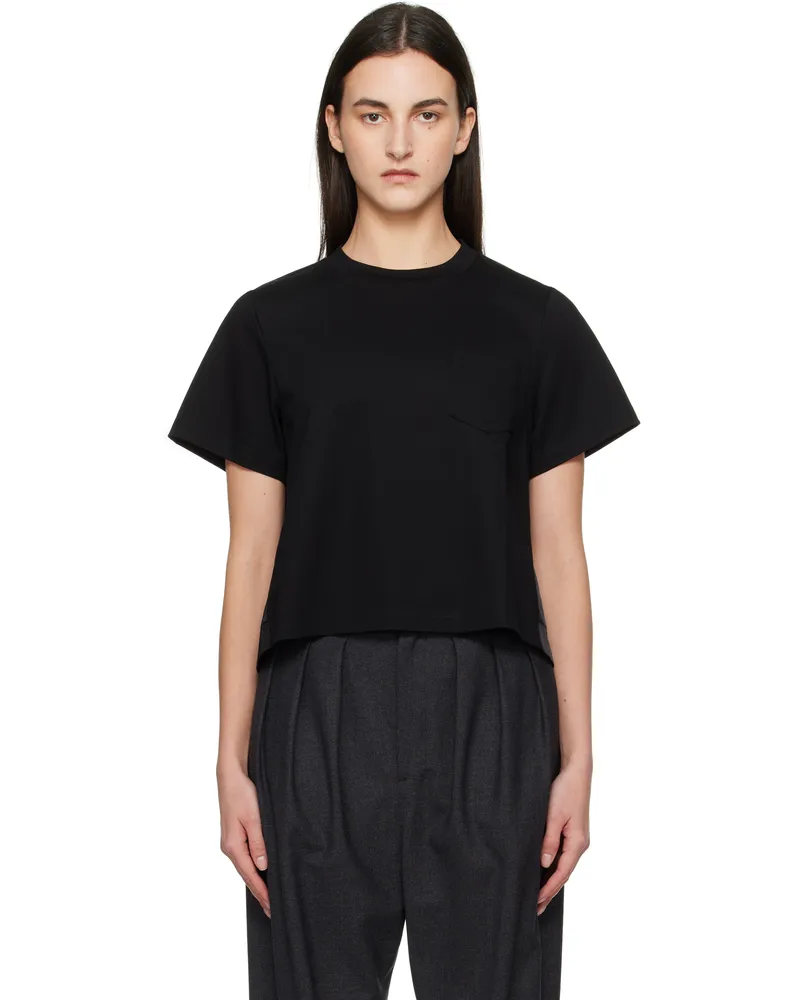 Sacai Black Mix Cotton Jersey T-shirt 001