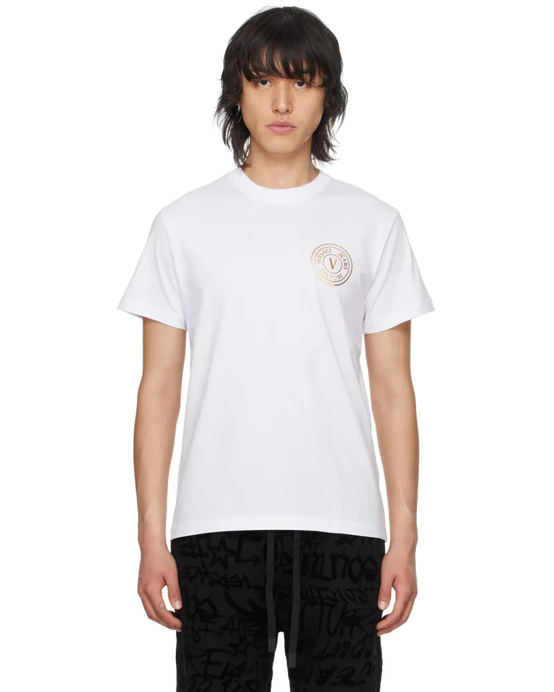 Versace Jeans White V-Emblem T-Shirt Eg03