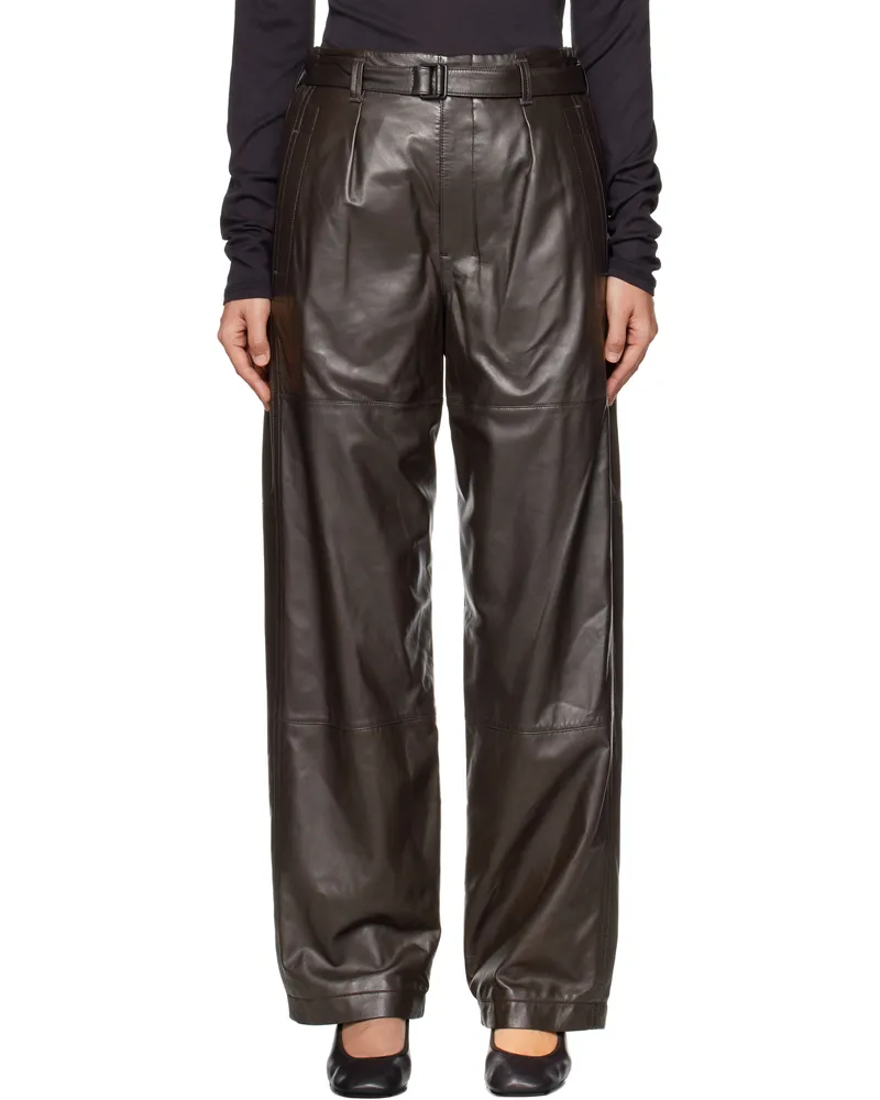 Christophe Lemaire Black Drawstring Parachute Leather Pants Br507