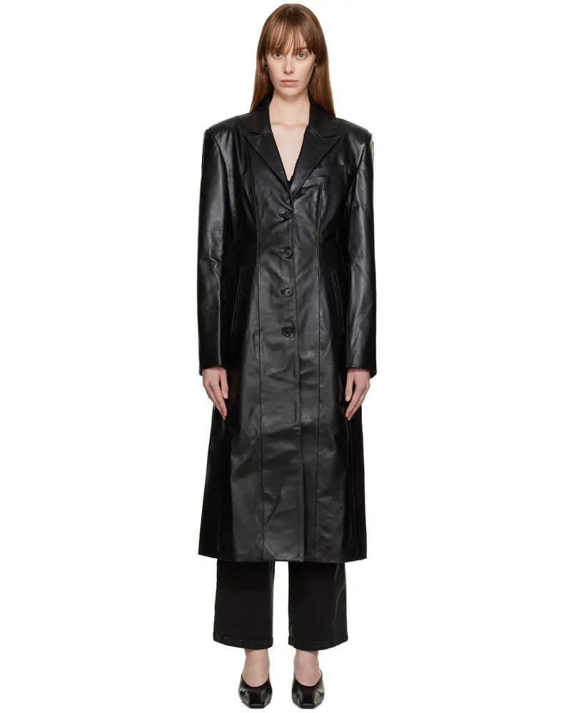 HALFBOY Black Matrix Leather Coat Black