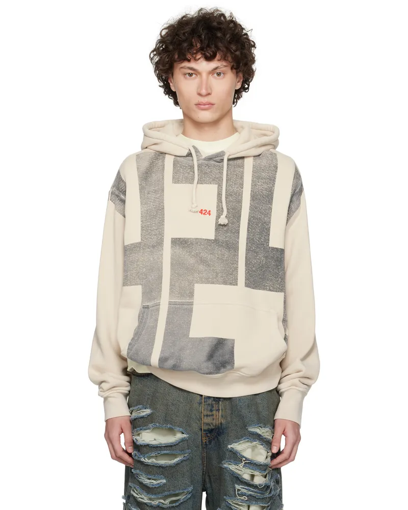 FourTwoFour on Fairfax Beige '424' Block Hoodie Tea