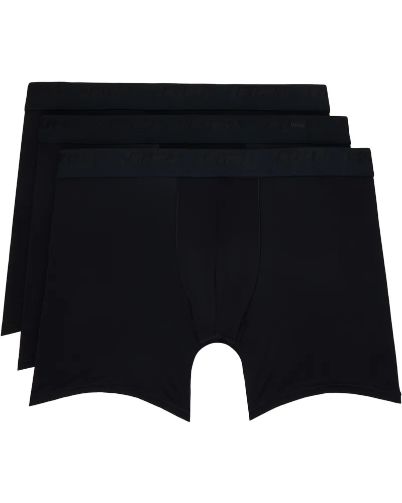 SKIMS Three-Pack Black SKIMS Stretch 5 Boxer Briefs Obsidian