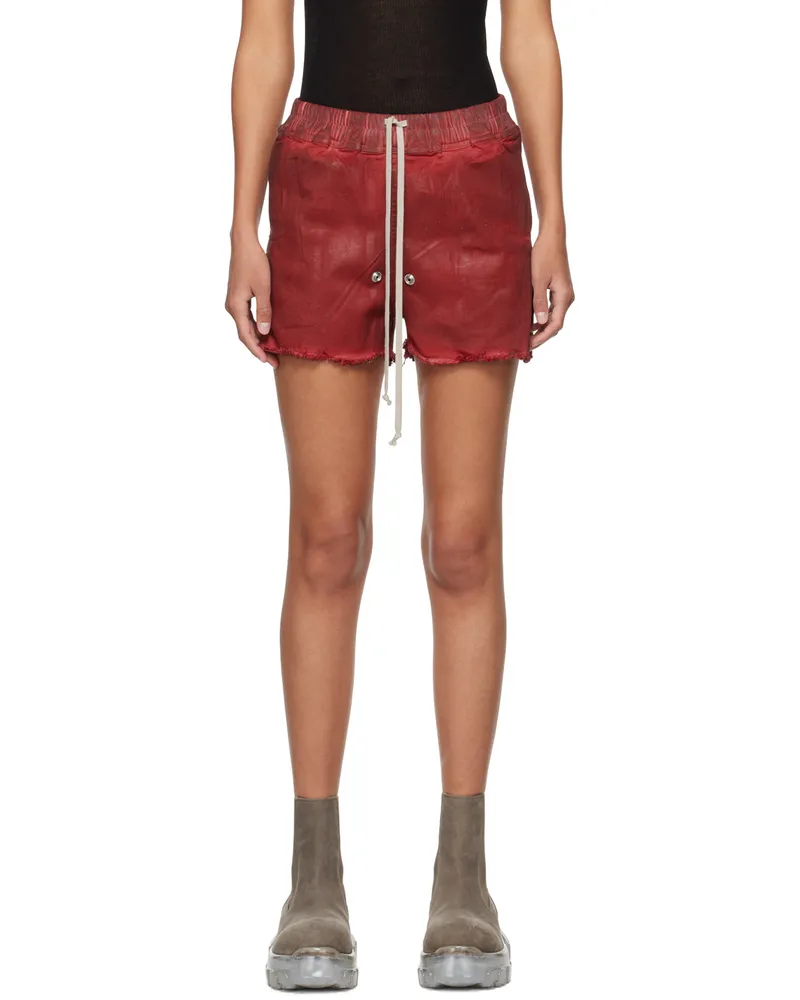 Rick Owens Red Gabe Denim Shorts 03