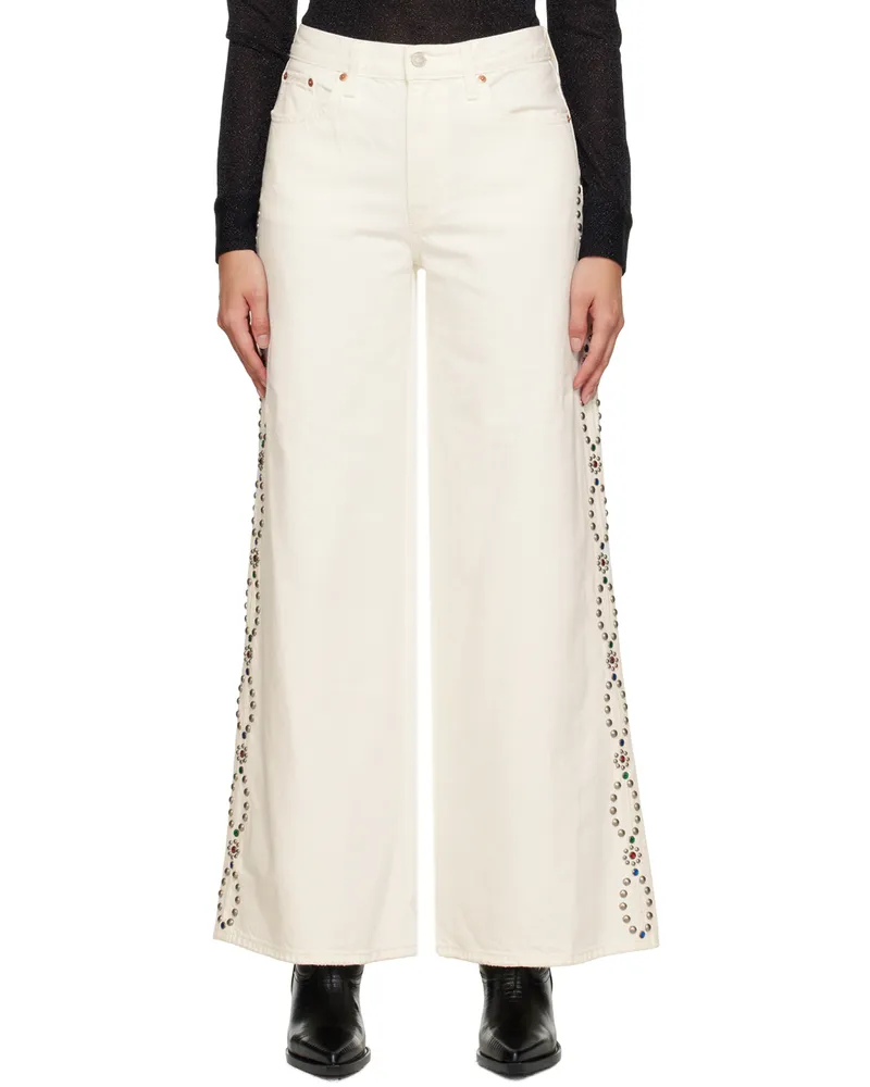 Anna Sui White Studded Jeans White