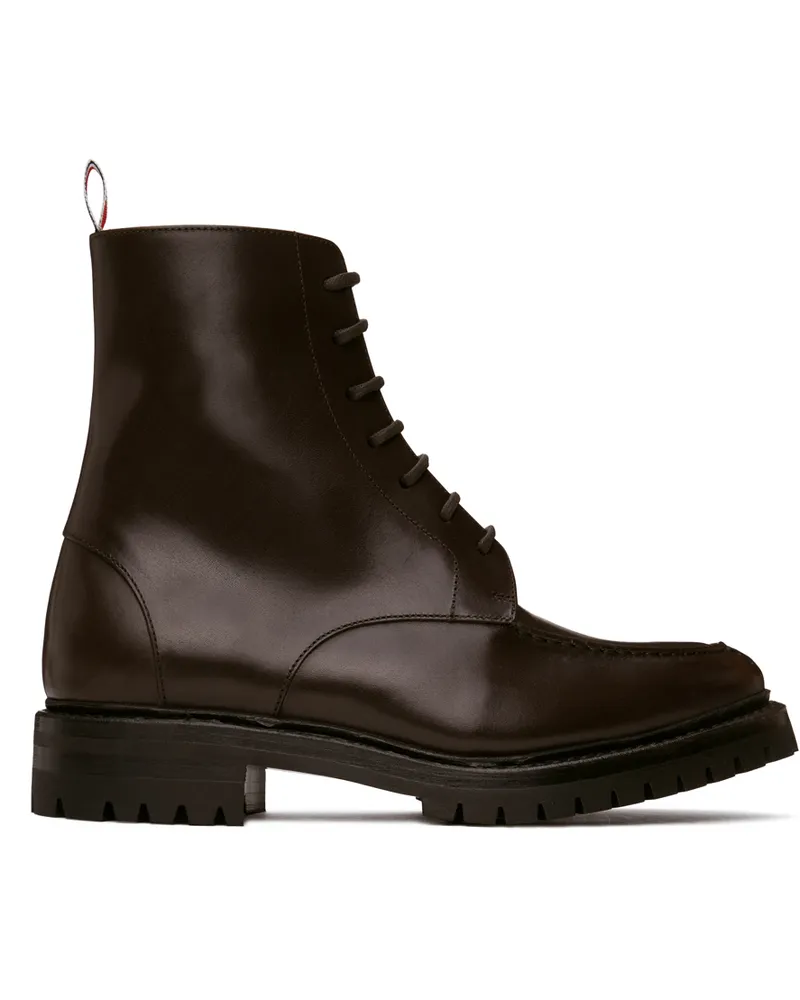Thom Browne Brown Commando Sole Apron Stitch Boots 210