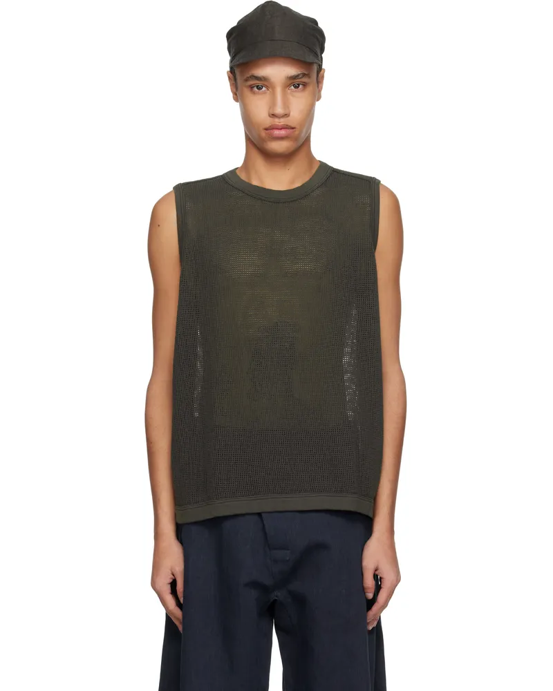 Jan-Jan Van Essche Gray O-Project Mesh Jersey Tank Top Off-black