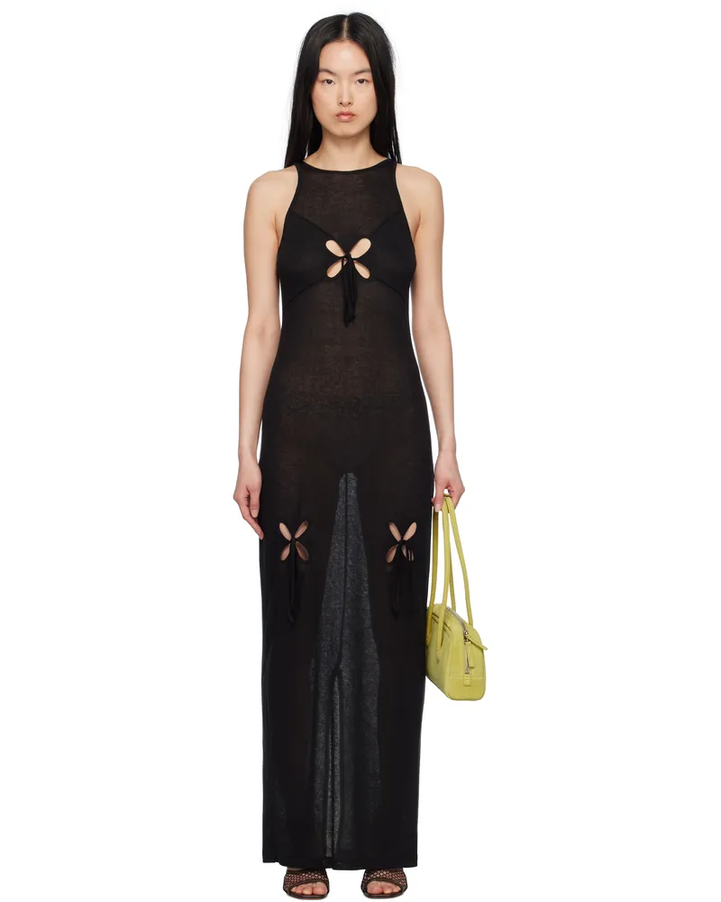 J.KIM Black Petal Maxi Dress Black