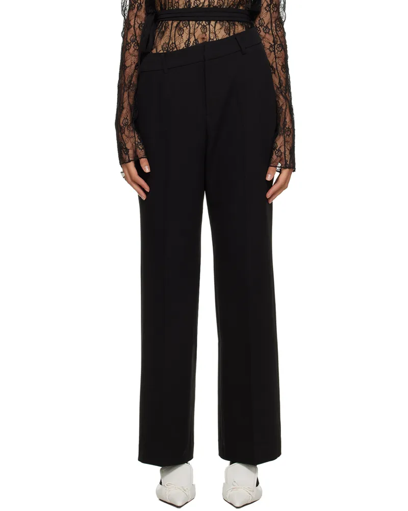 lesugiatelier Black Asymmetric Belt Trousers Black
