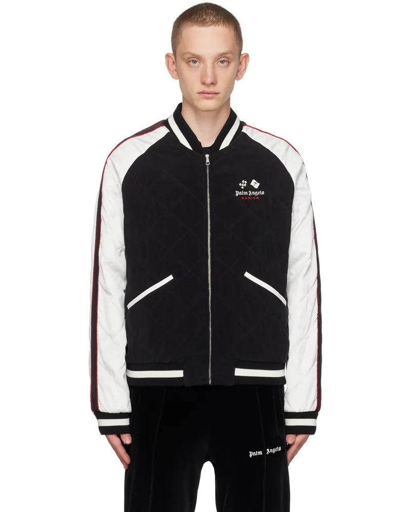 Palm Angels Black MoneyGram Haas F1 Edition 'Racing' Souvenir Bomber Jacket Black