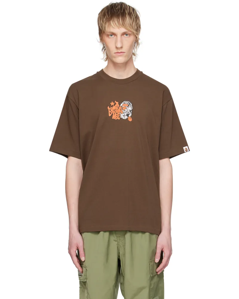 BAPE Brown Graffiti Ape Head T-Shirt Brown