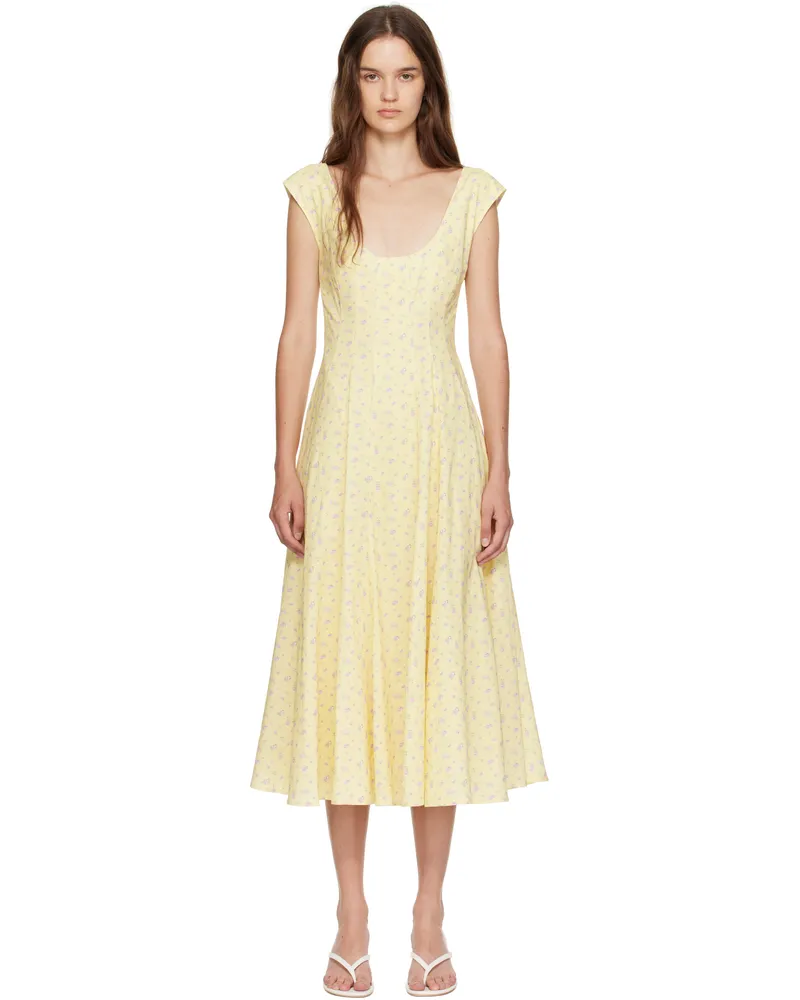 GUIZIO Yellow Leila Midi Dress Honey