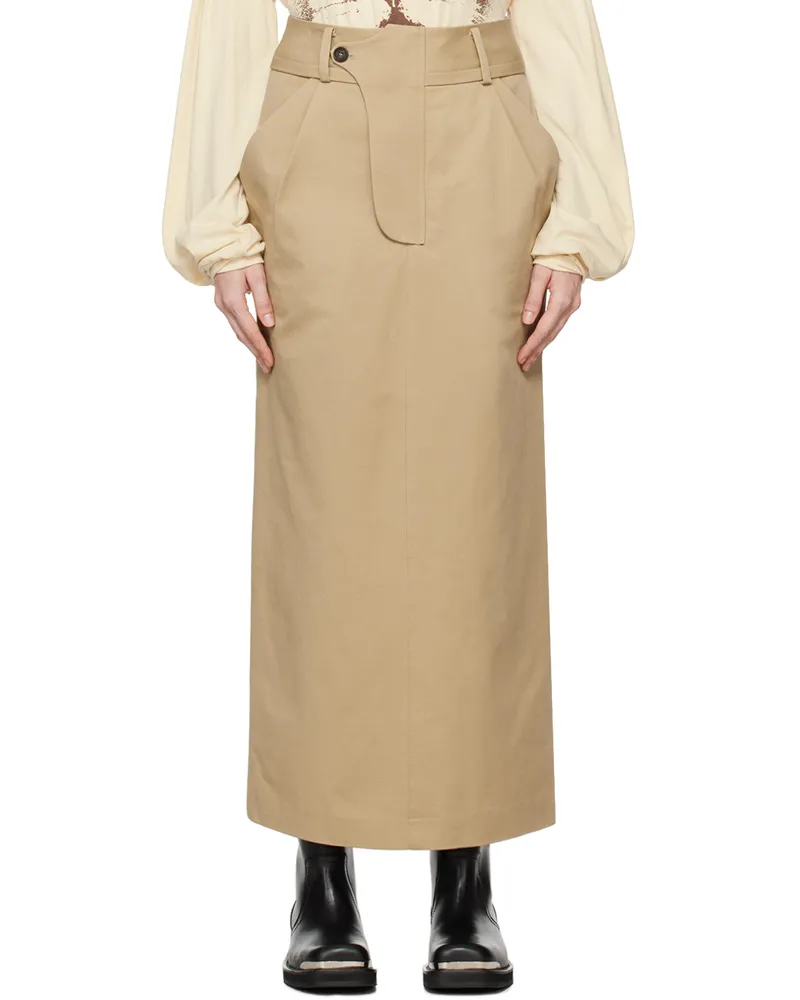 OPEN YY Beige Fly Out Maxi Skirt Beige