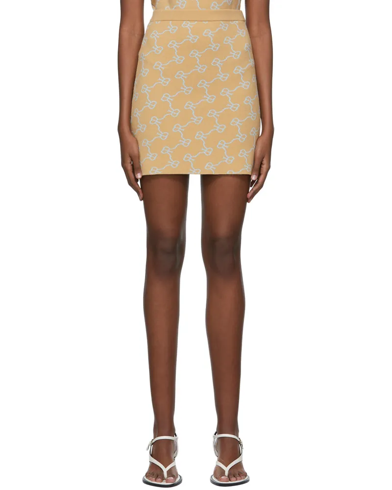 Rokh Beige Viscose Mini Skirt 25camelblueemblem