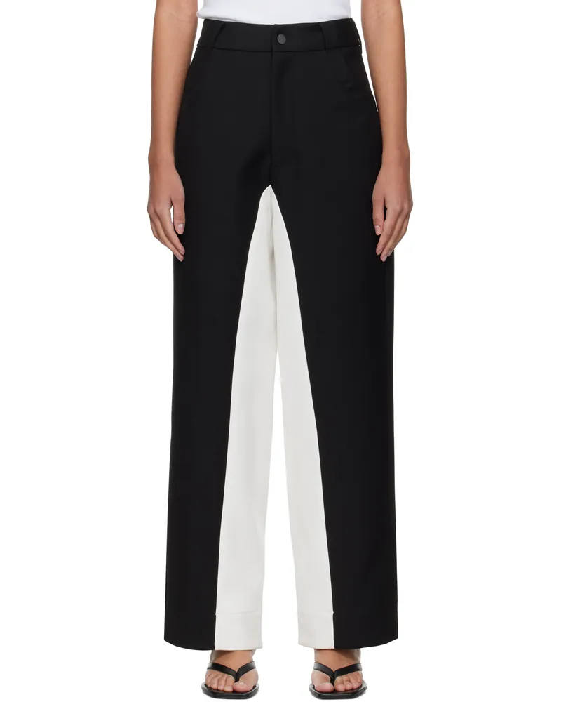 Fax Copy Express Black & White Stitched Suit Trousers Black