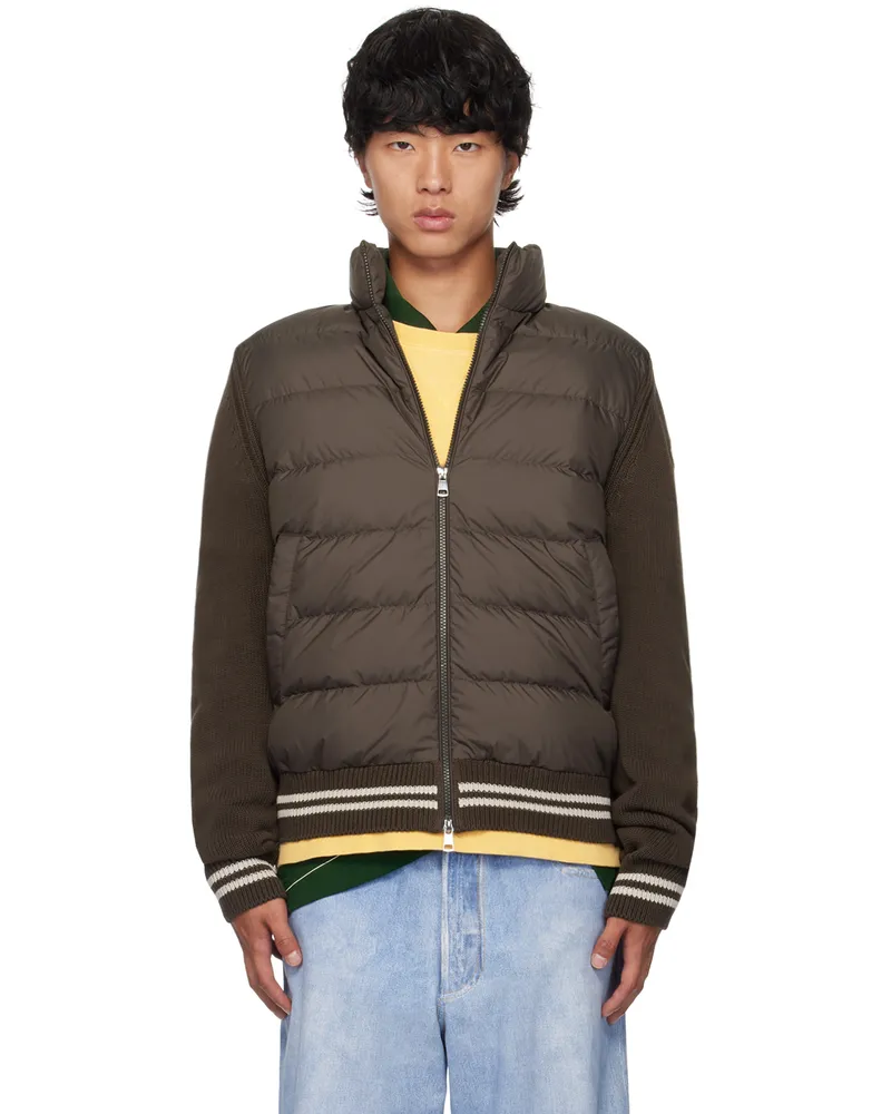 Moncler Brown Paneled Down Cardigan 243