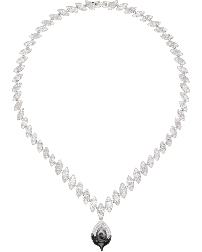 OTTOLINGER Silver & Black Diamond Dip Necklace Black