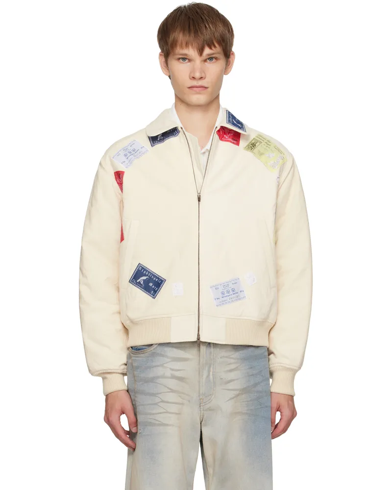 STEFAN COOKE Beige CB Patch Bomber Jacket Cream