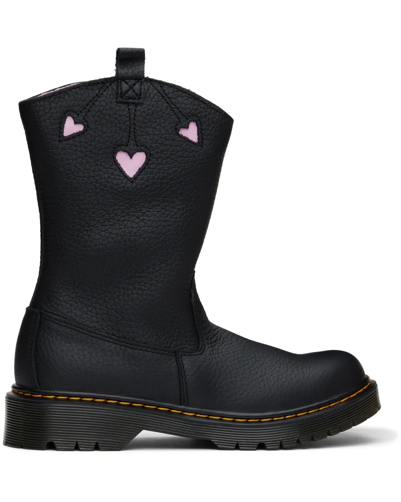 Dr.Martens Big Kids Black Heart Nappa Leather Pull-On Boots Black