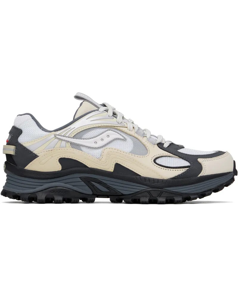 Saucony Beige & White Grid Aura X Sneakers White