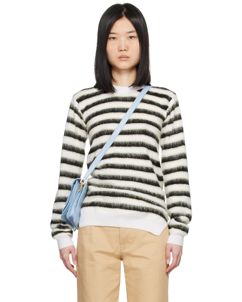 Marni Off-White & Black Striped Sweater Rgw05