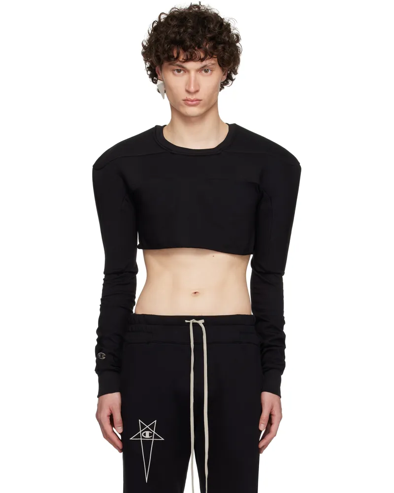 Rick Owens Black Champion Edition Girdered Cropped Harness T-shirt 09